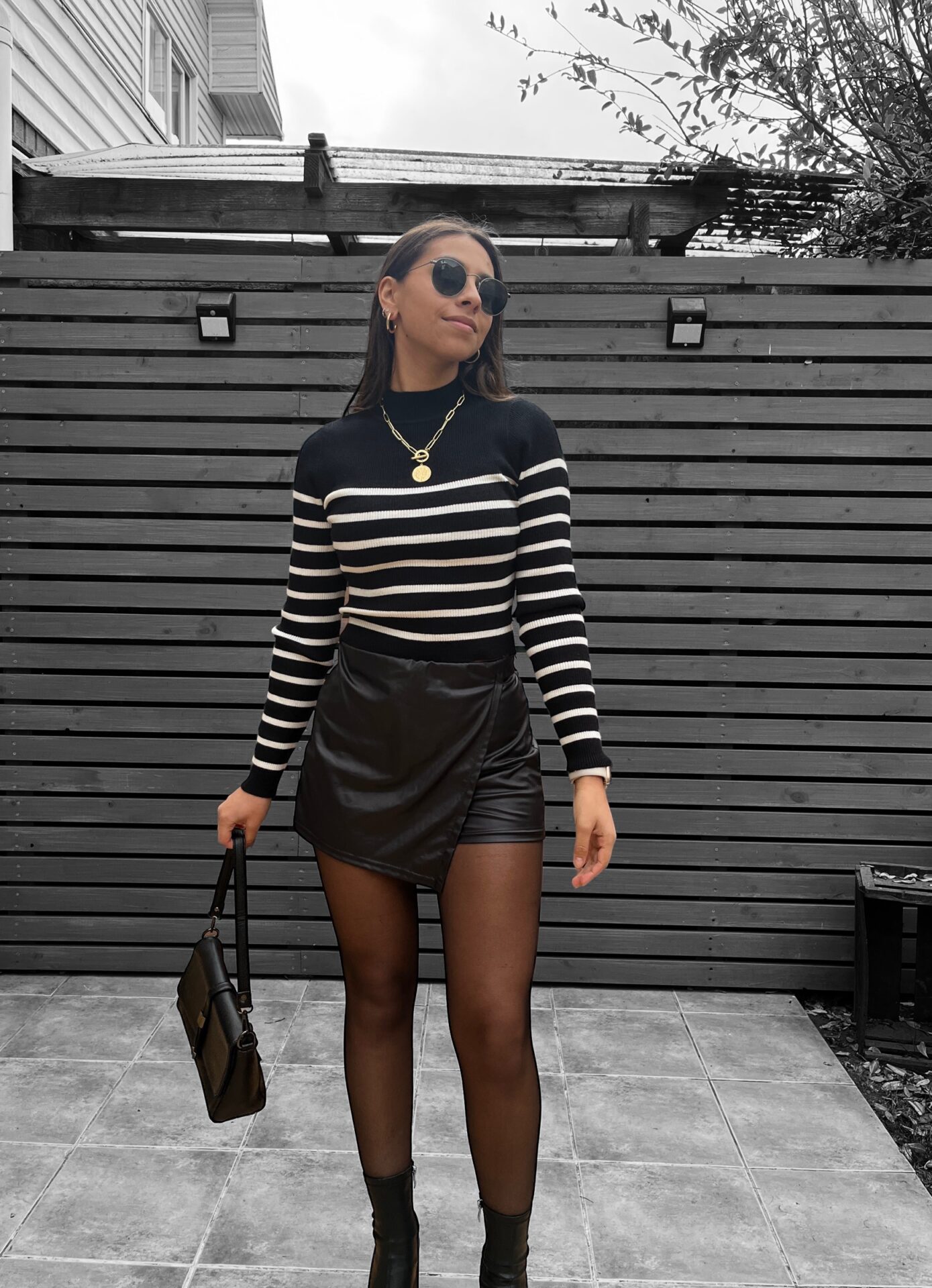 Outfit falda top short negro